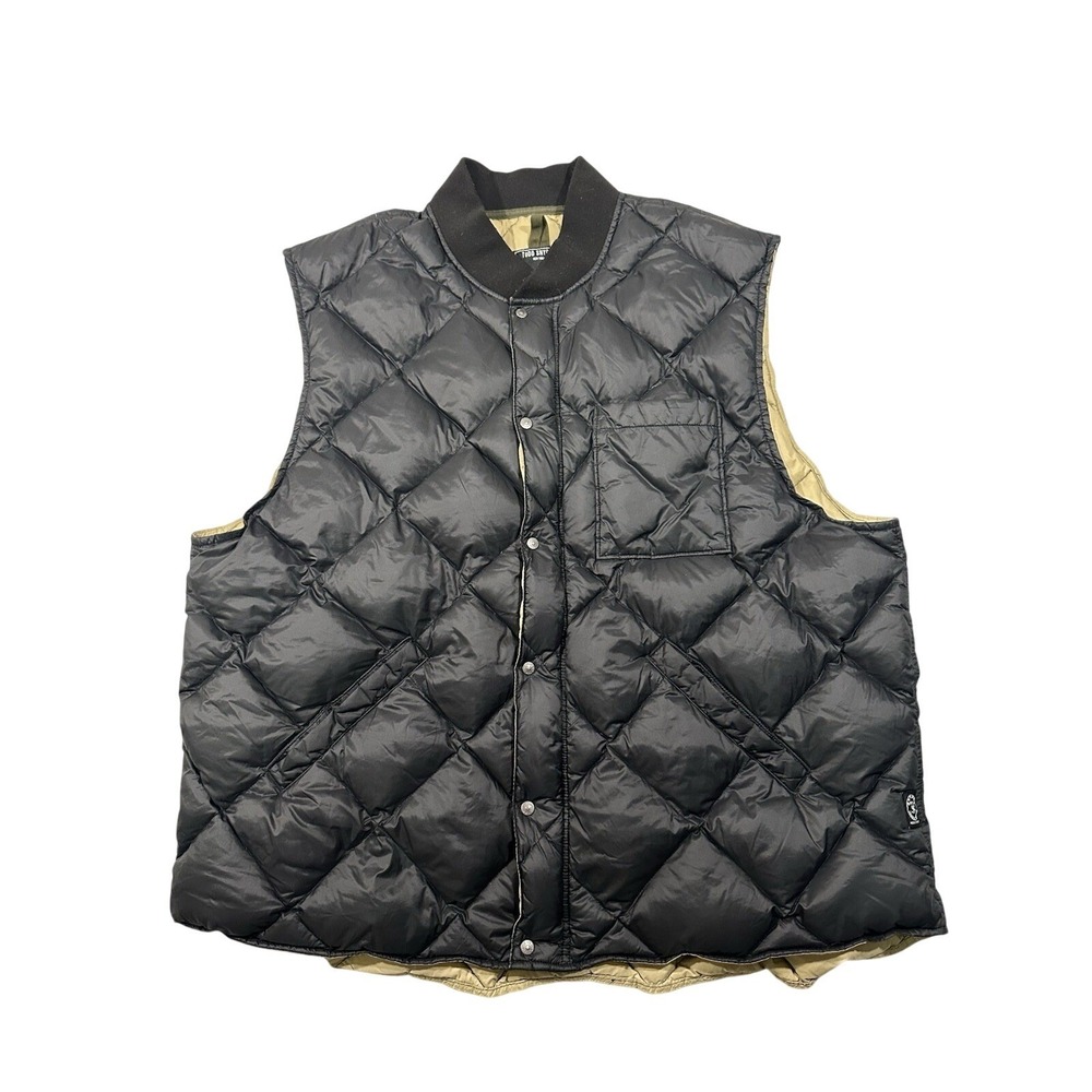Todd Snyder‎ New York Diamond Quilted Down Vest Black Tan Reversible Mens XXL